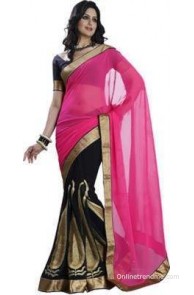 Kajal Sarees Striped Fashion Chiffon Sari